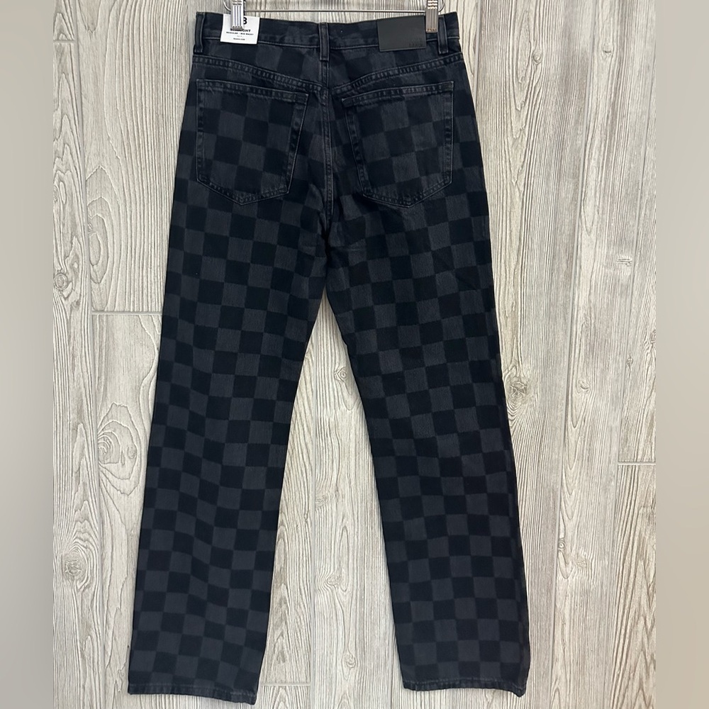 NEW! MNG CHECKERED Jeans Size 6 NWT Womens Black - Picture 7 of 14
